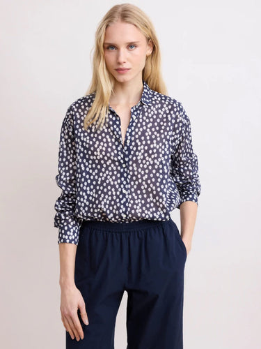 Hartford-Charlot-Women-Navy-blue-Dot-Cotton-Voile-Shirt