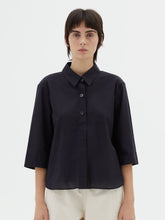 Load image into Gallery viewer, Margaret-Howell-Three-Button-Shirt-Washed-Cotton-Black
