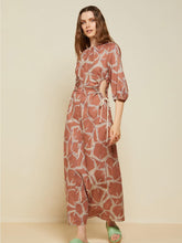 Load image into Gallery viewer, Otto-d-Ame-Printed-Cotton-long-dress-with-Porthole
