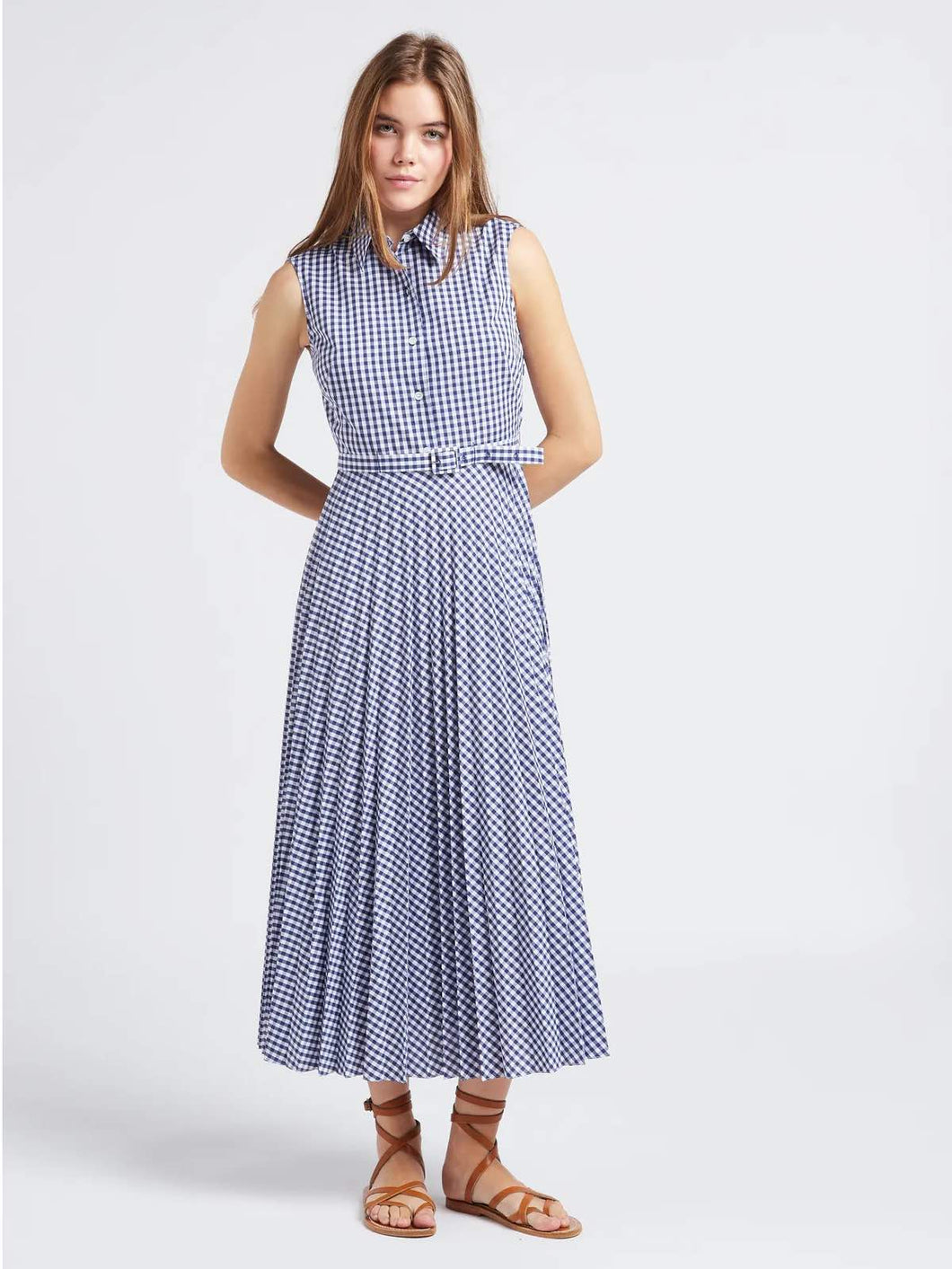 Paul-AND-Joe-Fidelia-Cotton-Blend-Midi-Dress-in-Navy-Blue-and-White-Gingham-Print