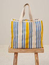 Load image into Gallery viewer, hartford-womens-eol-striped-bag-yellow-blue-white
