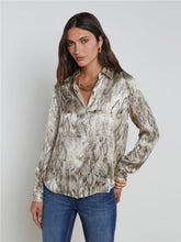 Load image into Gallery viewer, l-agence-tyler-tan-multi-snake-print-women-s-blouse
