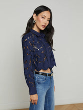 Load image into Gallery viewer, l-agence-womens-seychelle-lace-cropped-blouse-navy-40587PCS_SEYCHELLE
