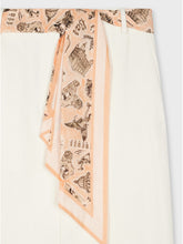 Load image into Gallery viewer, Paul Smith Women&#39;s White Denim Midi Skirt with Seasonal Print Scarf Belt
