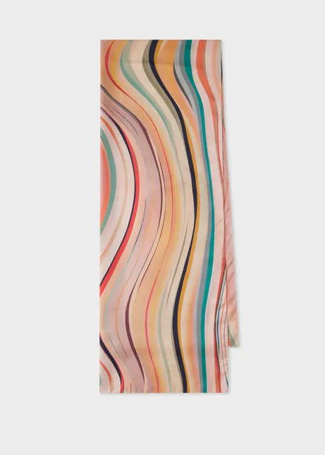 Paul Smith Women's Dusky Pink 'Swirl' Silk Twill Scarf